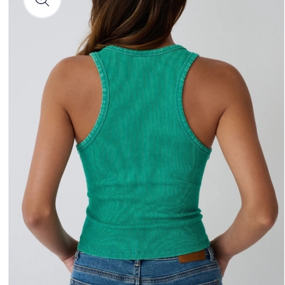 Automet Green Washed Rib Tank Top. Size xsmall. New. - Picture 2 of 9
